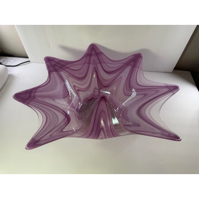 Purple Vintage Large Vintage Lavorazione Arte Murano Purple Pink Glass 8 Point Starfish Bowl For Sale - Image 8 of 12