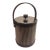 Vintage Retro Atapco Faux Wood Grain / Chrome Lid Round Ice Bucket For Sale