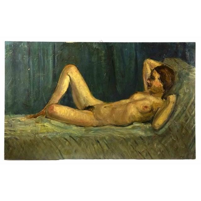 Nude is an orignal modern artwork realized by Antonio Feltrinelli in 1930s. Mixed colored oil painting on canvas. Not...