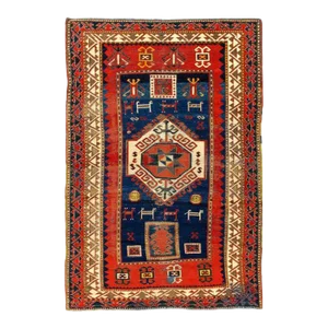 1980s Navy Blue Antique Kazak Rug