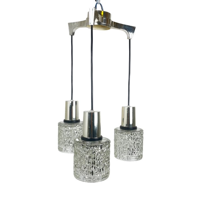 Three-Light Cascade Pendant Lamp in Glass, 1970 For Sale