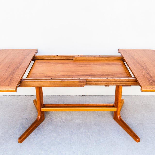 Vintage Danish Modern Teak Extension Dining Table With Two Leaves by D-Scan For Sale - Image 10 of 15