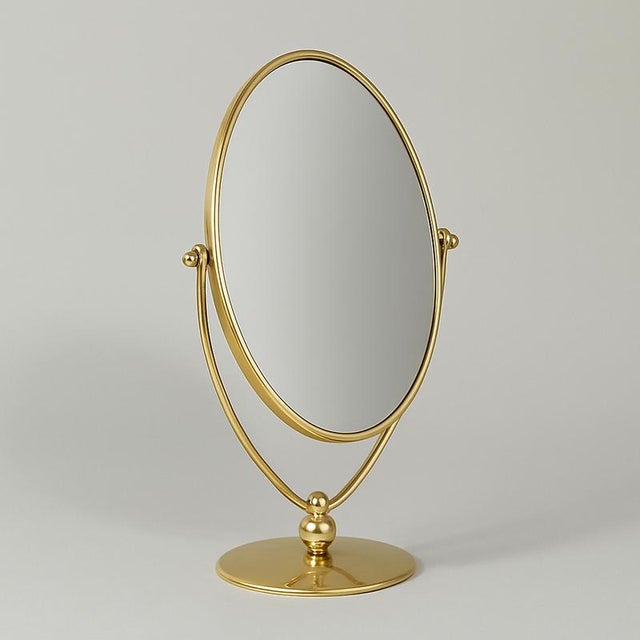 Art Deco Double-Sided Brass Table Mirror, 1940s For Sale - Image 14 of 16