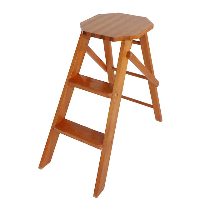 Constructivist Style Step Ladder Table With Breadboard Top C 1970's