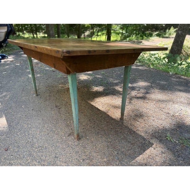 Antique Early American Primitive Rustic Painted Dining Table. For Sale - Image 16 of 16