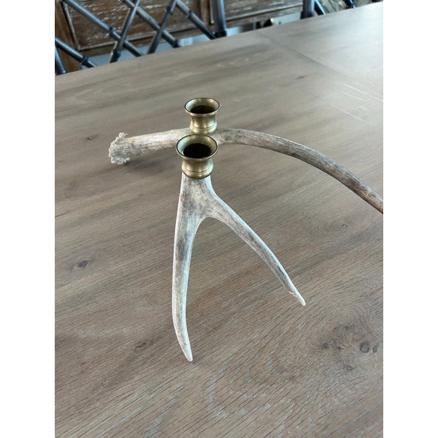 Mid 20th Century Vintage Natural Drop Deer Antler Candelabra For Sale - Image 5 of 10
