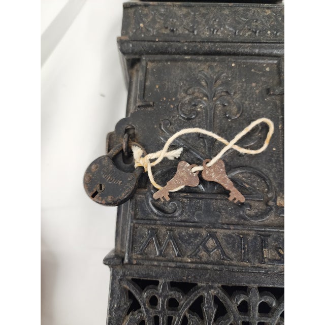 English Antique 1800's Cast Iron Mail Box With 2 Keys All OriginalI For Sale - Image 3 of 5