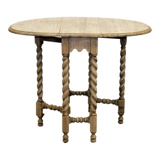French Gate Leg Drop Side Drop Side Table on Barley Twist Legs For Sale
