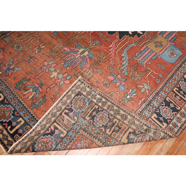 Persian Antique Zabihi Collection Persian Heriz Rug For Sale - Image 3 of 12