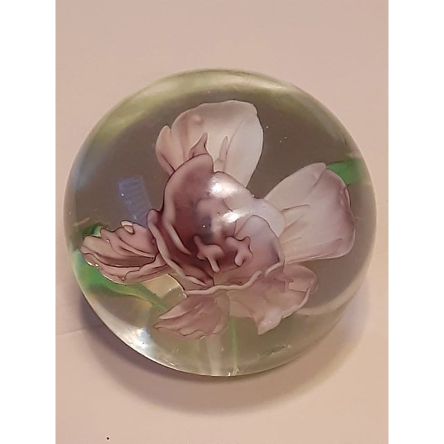 Glass Mid 20th Century Hollywood Regency Murano Flower Infused Paper Weight For Sale - Image 7 of 9