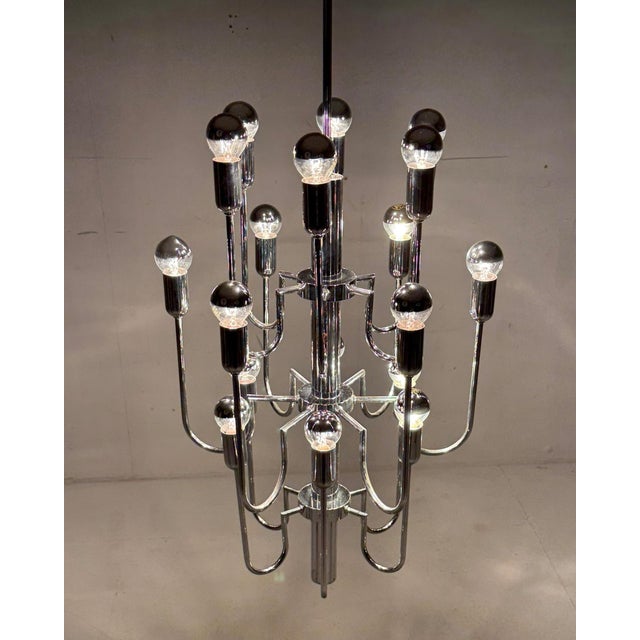 Silver Mid-Century Modern Chrome Sputnik Chandelier by Gaetano Sciolari, Italy, 1970s For Sale - Image 8 of 18