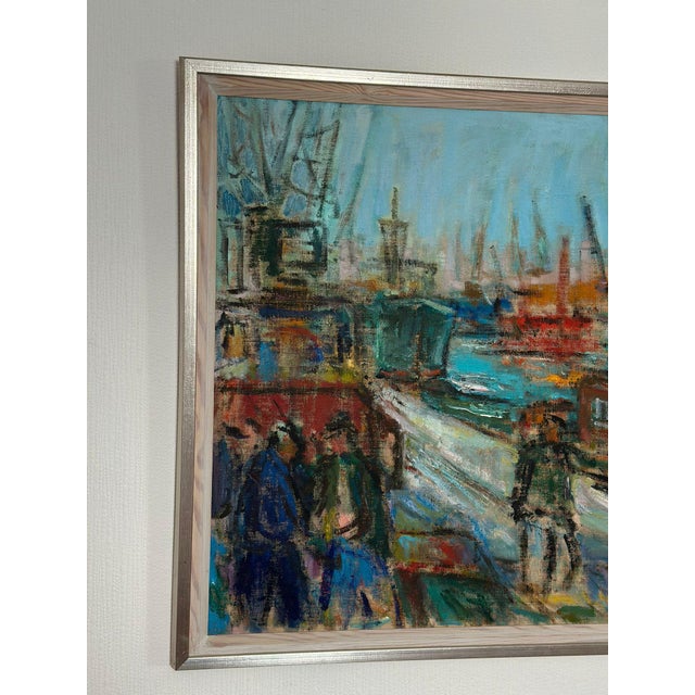 Eric With, Port of Gothenburg, 1960s, Oil on Canvas, Framed For Sale - Image 18 of 18