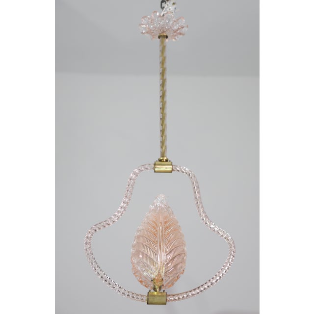 1950s Mid Century Modern Pink Leaf Murano Glass Chandelier by Barovier E Toso For Sale - Image 12 of 16