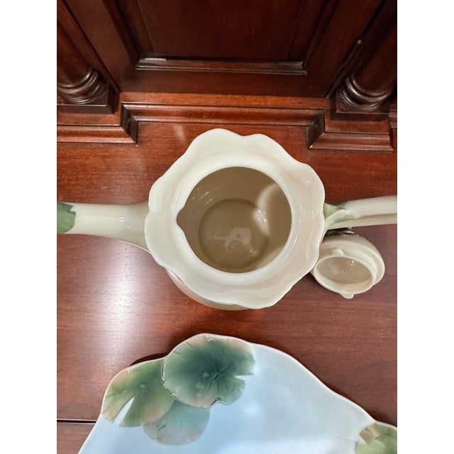 Cream Franz Porcelain "Amphibia" Frog Teapot Coffeepot, Discontinued, Pond Scene For Sale - Image 8 of 9