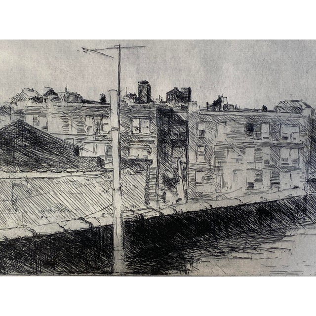 1970s E L Jackson View From the Roof Etching Bronx New York For Sale - Image 4 of 9