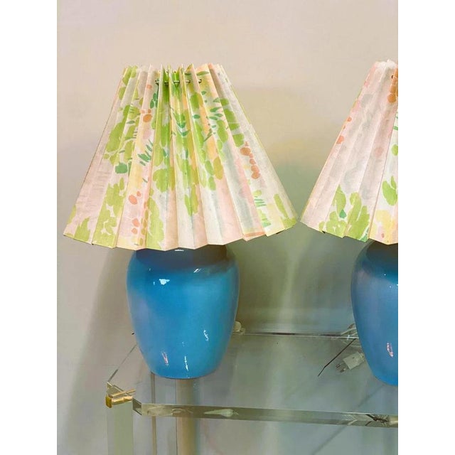 Vintage Blue Ceramic Table Lamps, Set of 2 For Sale - Image 6 of 8