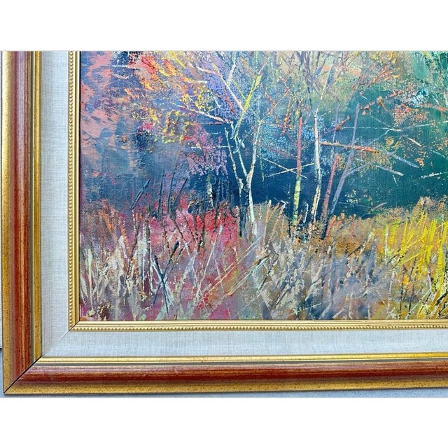 1980s 1980s Mykola Bodnar – Autumn Forest Landscape Original Oil Painting, Framed For Sale - Image 5 of 12