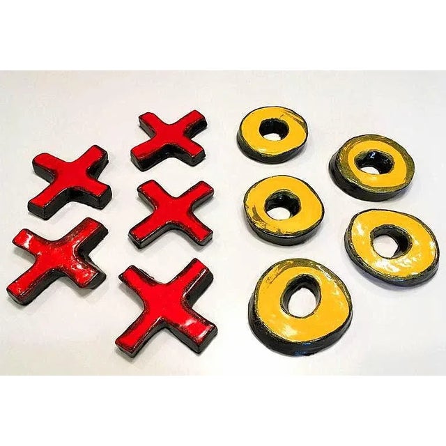 Vintage Pop Art Style Glazed Ceramic Sculpture, Tic Tac Toe For Sale - Image 6 of 10