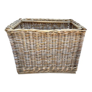 French Large Wicker Traveling Basket For Sale