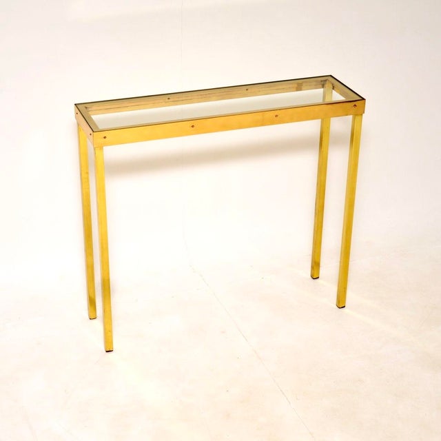 Metal Vintage Brass and Glass Console Table, 1970s For Sale - Image 7 of 7
