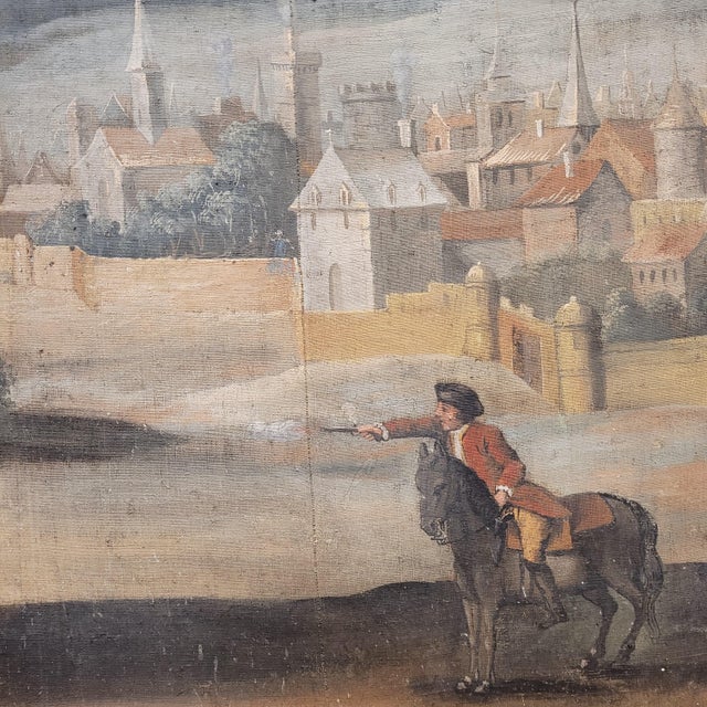 Blue French School Artist, Duel of Knights, 18th Century, Watercolor Painting on Linen For Sale - Image 8 of 18