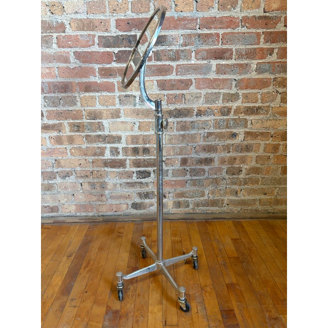 Metal Mid 20th Century Industrial Adjustable Medical Mirror on Casters For Sale - Image 7 of 13