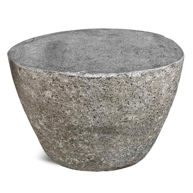 Contemporary Organic Modern Vintage Outdoor Boulder Stone Stool Side Table For Sale - Image 3 of 4