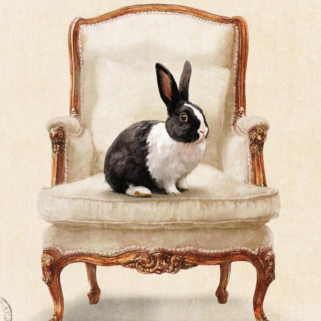 Contemporary Contemporary Reproduction Art Print of Vintage "Parlor Rabbit" (1), Framed For Sale - Image 3 of 5