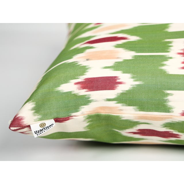 2020s Green Handmade Ikat Pillow Cover For Sale - Image 5 of 7