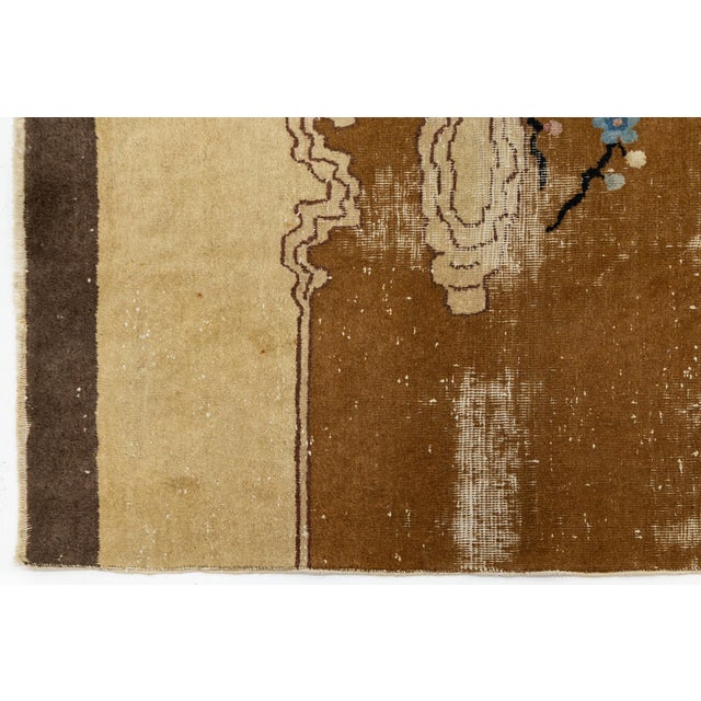1920s Earthy Tones Antique Art Deco Chinese Nichols Style Runner – Hand-Knotted Wool For Sale - Image 5 of 9