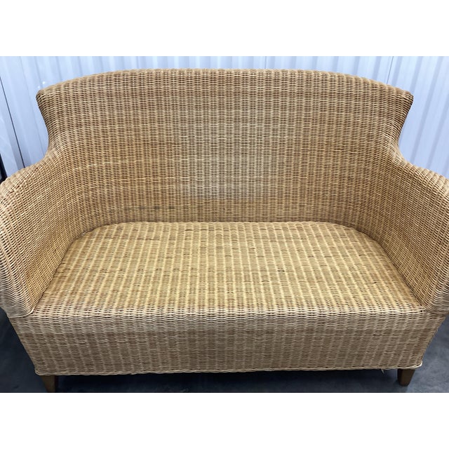 1970s Chic Vintage Wicker Settee For Sale - Image 5 of 6