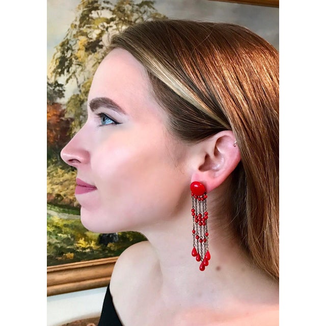 1920s Deco Era Red Bead Dangling Earrings Chairish
