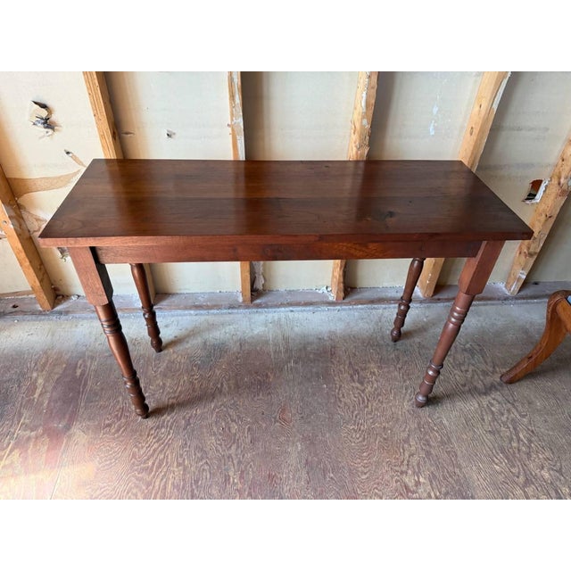 Brown Vintage English French Country Style Narrow Top Console Table For Sale - Image 8 of 17