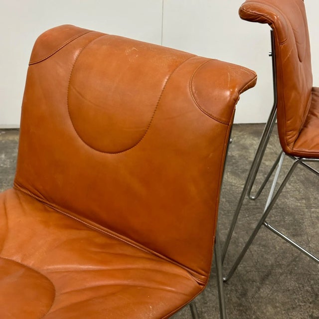Postmodern 1970s Leather Side Chairs by Guido Faleschini for Pace Collection - Set of 2 For Sale - Image 3 of 7