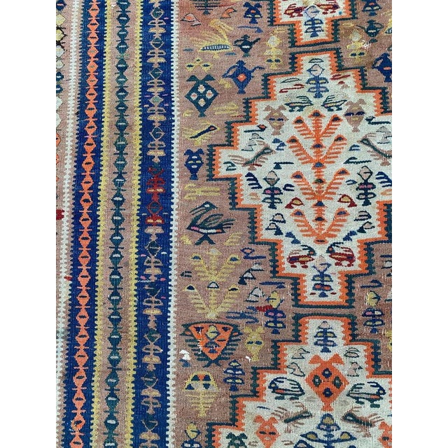 Long Antique Senneh Kurdish Runner Kilim Rug, 1920s For Sale - Image 9 of 18