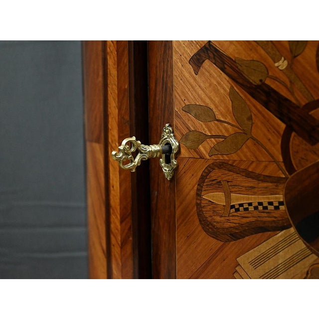 Small Mid-19th Century Louis XVI Marquetry Parlor Cabinet For Sale - Image 14 of 18