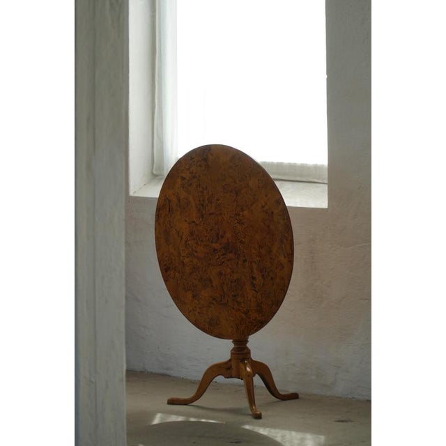 Antique Swedish Burl Wood Tilt-Top Table with Pedestal Base, Early 19th Century For Sale - Image 11 of 18