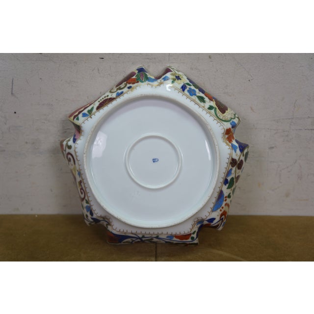 Antique Royal Vienna Ruffled Flower Serving Dish Shallow Bowl Compote 8" For Sale - Image 13 of 13