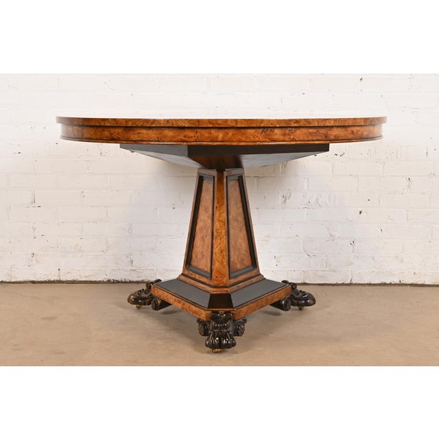 A gorgeous Empire, Regency, or Biedermeier style round pedestal breakfast table, game table, or center table From the...