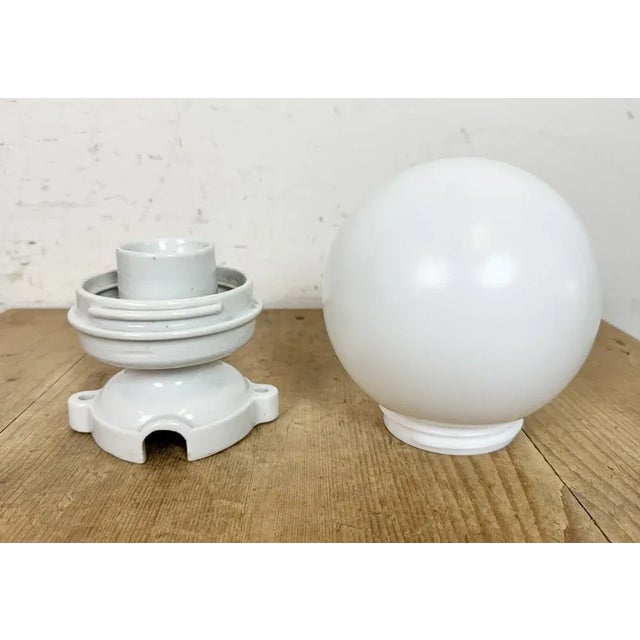 Vintage Porcelain and Milk Glass Ceiling Light, 1960s For Sale - Image 9 of 16