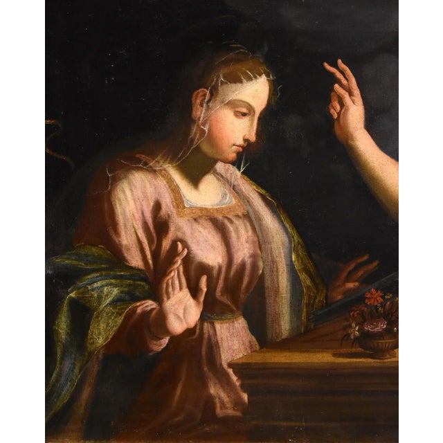 After Pieter De Witte, Annunciation with the Archangel Gabriel, 1600, Oil on Canvas, Framed For Sale - Image 4 of 13