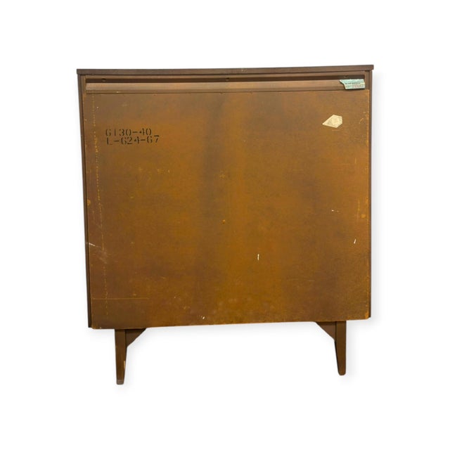 Vintage Mid Century Modern Broyhill Brasilia Walnut 5-Drawer Tallboy Dresser. For Sale In Seattle - Image 6 of 13