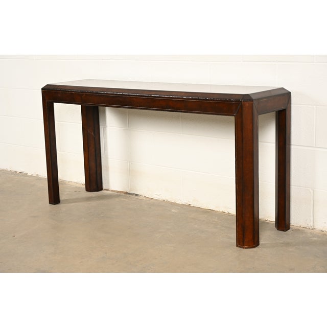 Maitland - Smith Maitland Smith Regency Leather Wrapped Console Table For Sale - Image 4 of 11