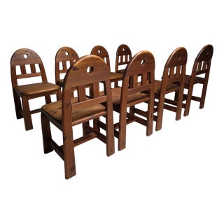 Solid Pine Dining Chairs from Wasa Mōbel, 1970s, Set of 8 For Sale