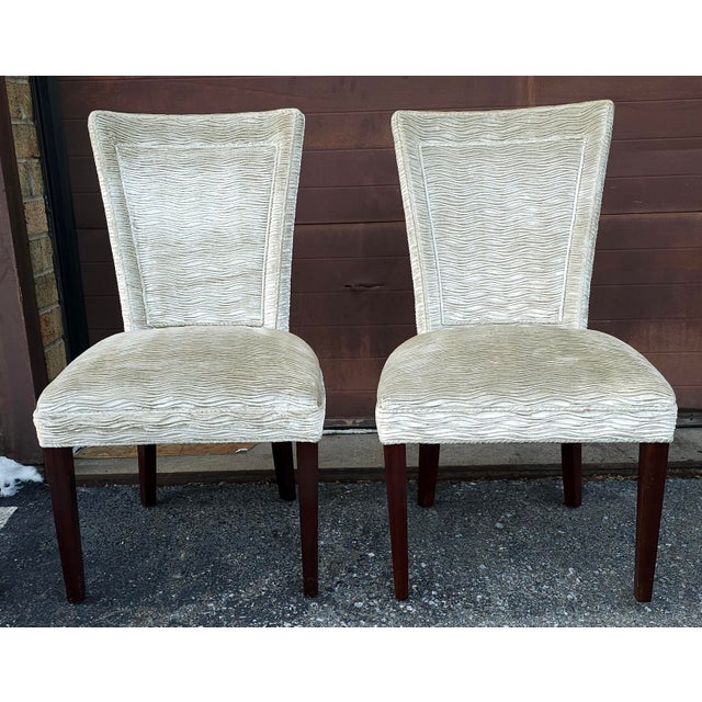 Set of Four Hickory Chair Made-to-Order Waved Velvet Upholstered Dining Chairs For Sale In Washington DC - Image 6 of 11