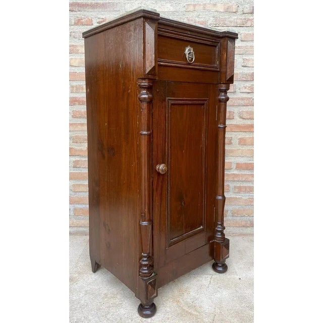 Antique Louis XVI Nightstands with White Marble Tops, 1890s, Set of 2 For Sale - Image 3 of 12