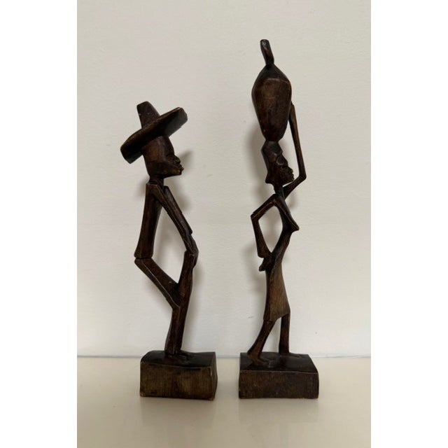 Vintage African Art Folk Wood Sculpture. Measures 9.5" and 11.5". Lovely home decor.