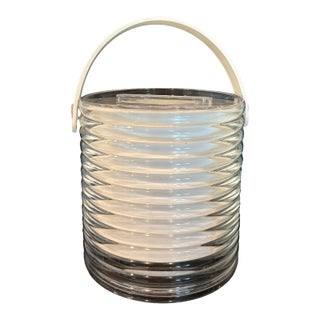 Vintage Lucite Ribbed Honeycomb Ice Bucket With Removable Insert For Sale