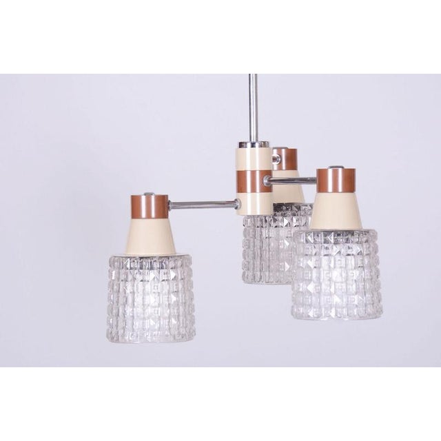 Mid-Century Chandelier in Chromed Steel and Glass from Drukov, Czech, 1970s For Sale - Image 3 of 13