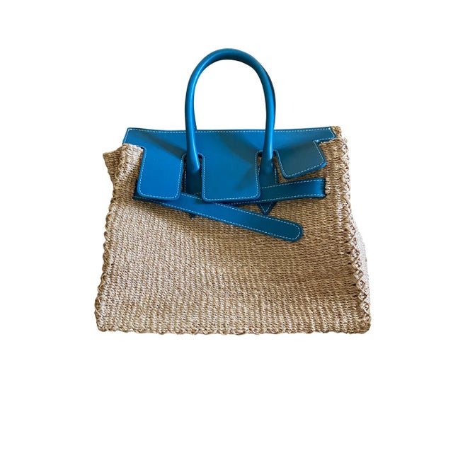 Early 21st Century Seagrass Kelly Small White Bag For Sale - Image 5 of 8